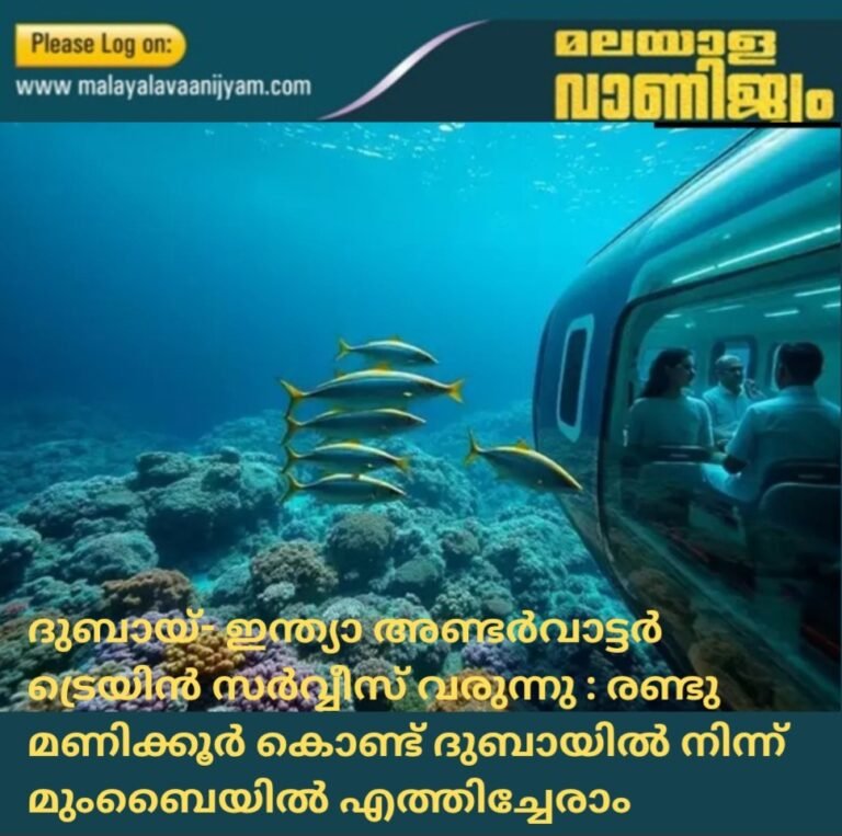 ദുബായ് ഇന്ത്യാ അണ്ടർവാട്ടർ ട്രെയിൻ സർവ്വീസ് വരുന്നു : രണ്ടു മണിക്കൂർ കൊണ്ട് ദുബായിൽ നിന്ന് മുംബൈയിൽ എത്തിച്ചേരാം
