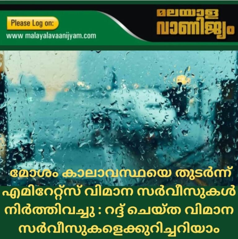 മോശം കാലാവസ്ഥയെ തുടർന്ന് എമിറേറ്റ്‌സ് വിമാന സർവീസുകൾ നിർത്തിവച്ചു : റദ്ദ് ചെയ്ത വിമാന സർവീസുകളെക്കുറിച്ചറിയാം